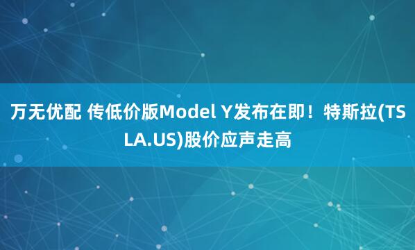 万无优配 传低价版Model Y发布在即！特斯拉(TSLA.US)股价应声走高